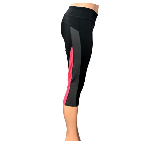 CCC Capri Length Pink Black High Waist Athletic Yoga Pants Size Medium - Picture 2 of 6